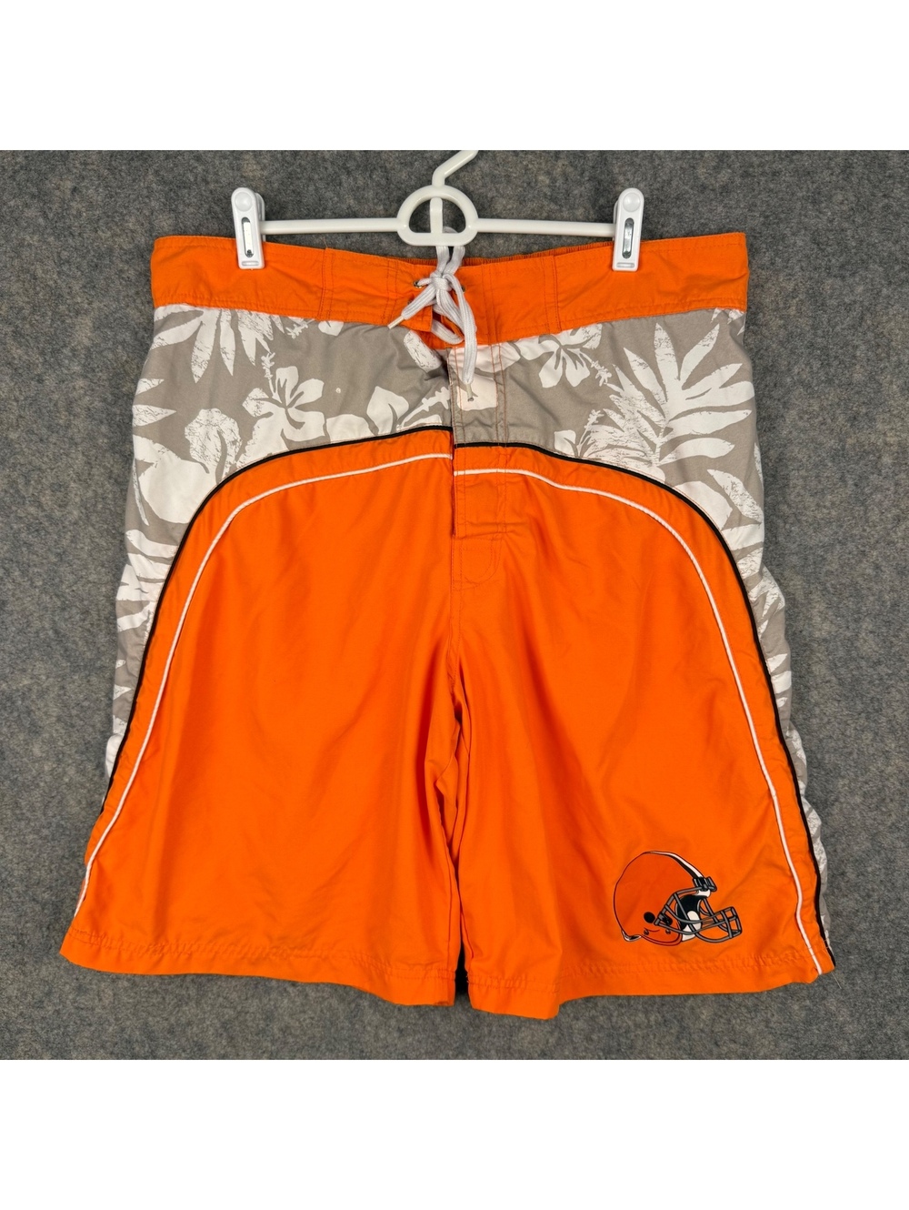 NFL Cleveland Browns Board Shorts Mesh Liner Orange Black Tropical Print XL 241
